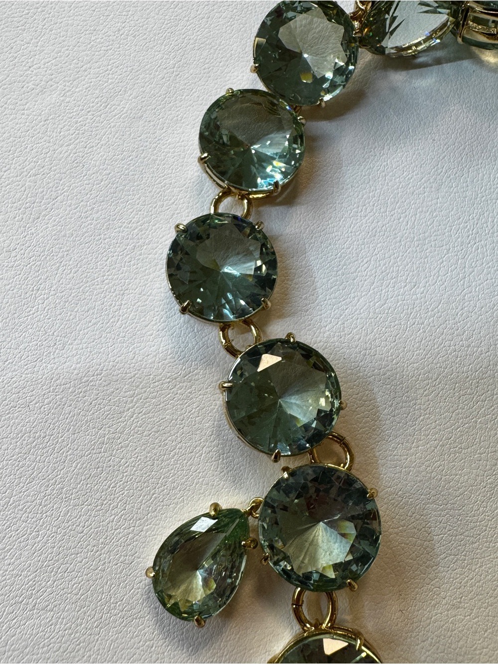 Lauren Ralph Lauren Gold-Tone Pale Green Crystal Drop Necklace - Picture 5 of 5